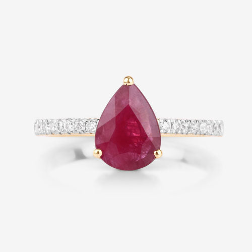 Bids.com 1.68 Carat Genuine Ruby and White Diamond 14K Yellow Gold Ring Rings White Smoke size 6.00,size 7.00,size 8.00