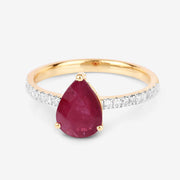 Bids.com 1.68 Carat Genuine Ruby and White Diamond 14K Yellow Gold Ring Rings White Smoke size 6.00,size 7.00,size 8.00