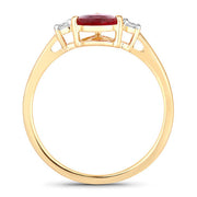 Bids.com 1.08 Carat Genuine Ruby and White Diamond 14K Yellow Gold Ring Rings White Smoke size 6.00,size 7.00,size 8.00