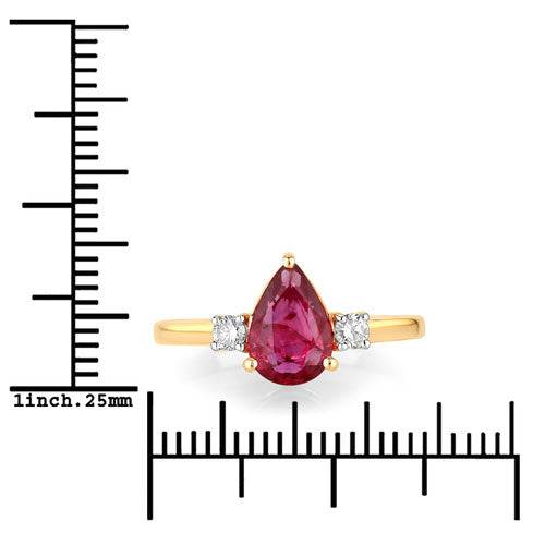 Bids.com 1.08 Carat Genuine Ruby and White Diamond 14K Yellow Gold Ring Rings White Smoke size 6.00,size 7.00,size 8.00