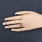 Bids.com 1.08 Carat Genuine Ruby and White Diamond 14K Yellow Gold Ring Rings Wheat size 6.00,size 7.00,size 8.00