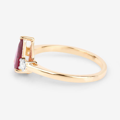 Bids.com 1.08 Carat Genuine Ruby and White Diamond 14K Yellow Gold Ring Rings White Smoke size 6.00,size 7.00,size 8.00