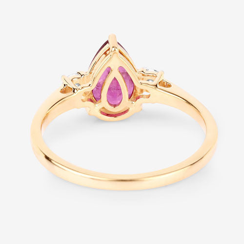 Bids.com 1.08 Carat Genuine Ruby and White Diamond 14K Yellow Gold Ring Rings White Smoke size 6.00,size 7.00,size 8.00