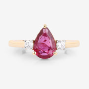 Bids.com 1.08 Carat Genuine Ruby and White Diamond 14K Yellow Gold Ring Rings White Smoke size 6.00,size 7.00,size 8.00