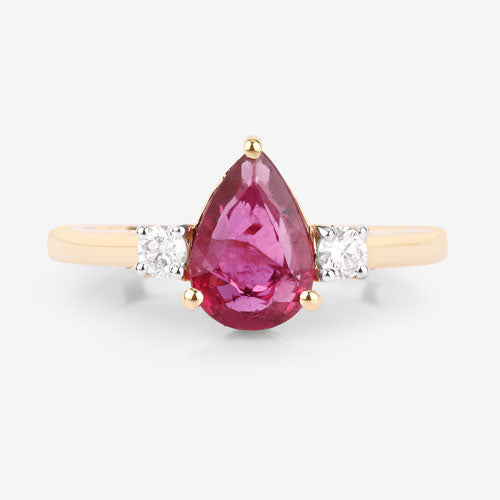 Bids.com 1.08 Carat Genuine Ruby and White Diamond 14K Yellow Gold Ring Rings White Smoke size 6.00,size 7.00,size 8.00