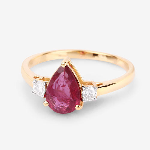 Bids.com 1.08 Carat Genuine Ruby and White Diamond 14K Yellow Gold Ring Rings White Smoke size 6.00,size 7.00,size 8.00