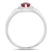 Bids.com 0.96 Carat Genuine Ruby and White Diamond 14K White Gold Ring Rings White Smoke size 6.00,size 7.00,size 8.00