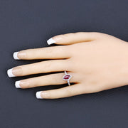 Bids.com 0.96 Carat Genuine Ruby and White Diamond 14K White Gold Ring Rings Bisque size 6.00,size 7.00,size 8.00