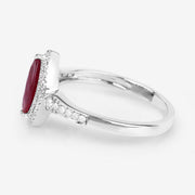 Bids.com 0.96 Carat Genuine Ruby and White Diamond 14K White Gold Ring Rings White Smoke size 6.00,size 7.00,size 8.00