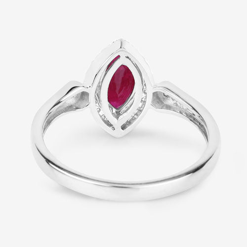 Bids.com 0.96 Carat Genuine Ruby and White Diamond 14K White Gold Ring Rings White Smoke size 6.00,size 7.00,size 8.00