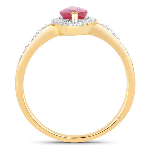 Bids.com 0.96 Carat Genuine Ruby and White Diamond 14K Yellow Gold Ring Rings White Smoke size 6.00,size 7.00,size 8.00
