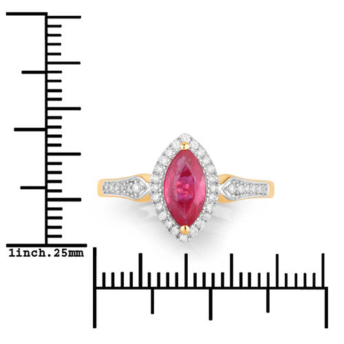 Bids.com 0.96 Carat Genuine Ruby and White Diamond 14K Yellow Gold Ring Rings White Smoke size 6.00,size 7.00,size 8.00