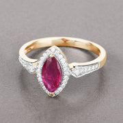 Bids.com 0.96 Carat Genuine Ruby and White Diamond 14K Yellow Gold Ring Rings Dark Gray size 6.00,size 7.00,size 8.00