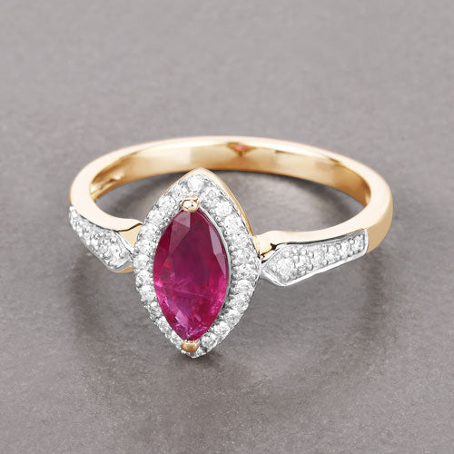 Bids.com 0.96 Carat Genuine Ruby and White Diamond 14K Yellow Gold Ring Rings Dark Gray size 6.00,size 7.00,size 8.00