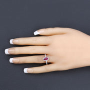 Bids.com 0.96 Carat Genuine Ruby and White Diamond 14K Yellow Gold Ring Rings Wheat size 6.00,size 7.00,size 8.00