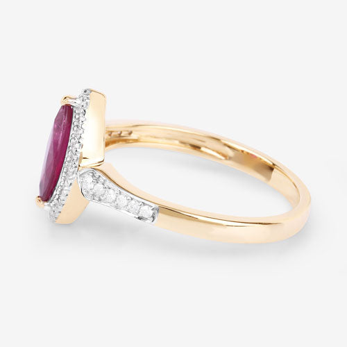 Bids.com 0.96 Carat Genuine Ruby and White Diamond 14K Yellow Gold Ring Rings White Smoke size 6.00,size 7.00,size 8.00