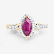 Bids.com 0.96 Carat Genuine Ruby and White Diamond 14K Yellow Gold Ring Rings White Smoke size 6.00,size 7.00,size 8.00
