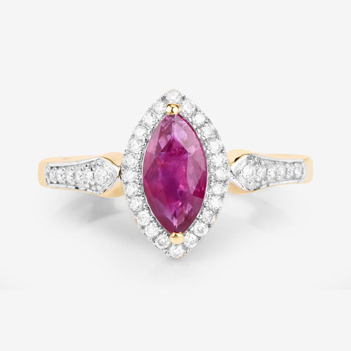 Bids.com 0.96 Carat Genuine Ruby and White Diamond 14K Yellow Gold Ring Rings White Smoke size 6.00,size 7.00,size 8.00