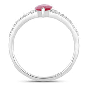 Bids.com 1.58 Carat Genuine Ruby and White Diamond 14K White Gold Ring Rings White Smoke size 6.00,size 7.00,size 8.00