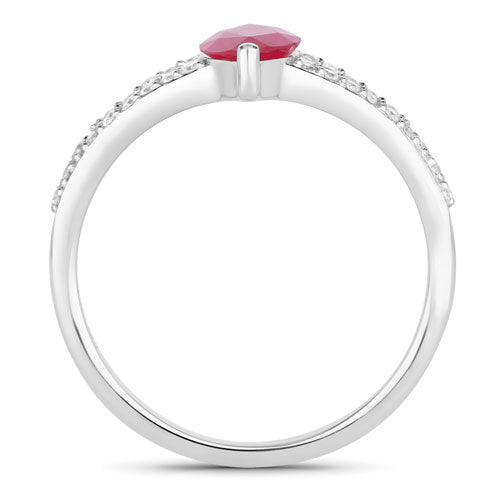 Bids.com 1.58 Carat Genuine Ruby and White Diamond 14K White Gold Ring Rings White Smoke size 6.00,size 7.00,size 8.00