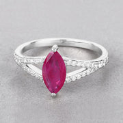 Bids.com 1.58 Carat Genuine Ruby and White Diamond 14K White Gold Ring Rings Gray size 6.00,size 7.00,size 8.00