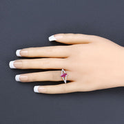 Bids.com 1.58 Carat Genuine Ruby and White Diamond 14K White Gold Ring Rings Bisque size 6.00,size 7.00,size 8.00