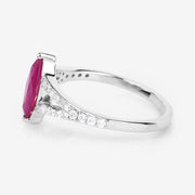 Bids.com 1.58 Carat Genuine Ruby and White Diamond 14K White Gold Ring Rings White Smoke size 6.00,size 7.00,size 8.00