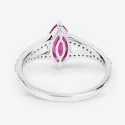 Bids.com 1.58 Carat Genuine Ruby and White Diamond 14K White Gold Ring Rings White Smoke size 6.00,size 7.00,size 8.00