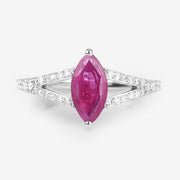 Bids.com 1.58 Carat Genuine Ruby and White Diamond 14K White Gold Ring Rings White Smoke size 6.00,size 7.00,size 8.00