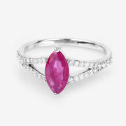 Bids.com 1.58 Carat Genuine Ruby and White Diamond 14K White Gold Ring Rings Lavender size 6.00,size 7.00,size 8.00