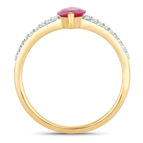 Bids.com 1.58 Carat Genuine Ruby and White Diamond 14K Yellow Gold Ring Rings White Smoke size 6.00,size 7.00,size 8.00