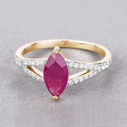 Bids.com 1.58 Carat Genuine Ruby and White Diamond 14K Yellow Gold Ring Rings Gray size 6.00,size 7.00,size 8.00