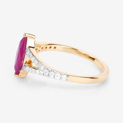 Bids.com 1.58 Carat Genuine Ruby and White Diamond 14K Yellow Gold Ring Rings White Smoke size 6.00,size 7.00,size 8.00