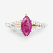 Bids.com 1.58 Carat Genuine Ruby and White Diamond 14K Yellow Gold Ring Rings White Smoke size 6.00,size 7.00,size 8.00