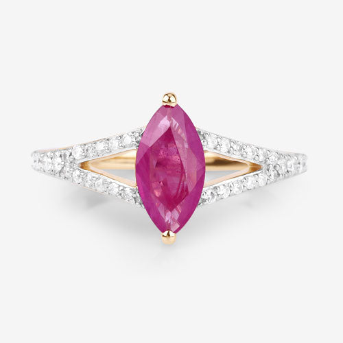 Bids.com 1.58 Carat Genuine Ruby and White Diamond 14K Yellow Gold Ring Rings White Smoke size 6.00,size 7.00,size 8.00