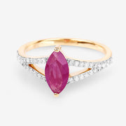 Bids.com 1.58 Carat Genuine Ruby and White Diamond 14K Yellow Gold Ring Rings White Smoke size 6.00,size 7.00,size 8.00