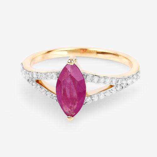 Bids.com 1.58 Carat Genuine Ruby and White Diamond 14K Yellow Gold Ring Rings White Smoke size 6.00,size 7.00,size 8.00