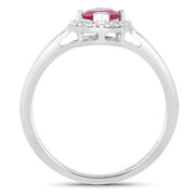 Bids.com 1.57 Carat Genuine Ruby and White Diamond 14K White Gold Ring Rings White Smoke size 6.00,size 7.00,size 8.00