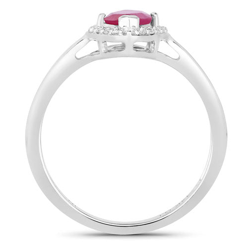 Bids.com 1.57 Carat Genuine Ruby and White Diamond 14K White Gold Ring Rings White Smoke size 6.00,size 7.00,size 8.00
