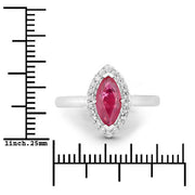Bids.com 1.57 Carat Genuine Ruby and White Diamond 14K White Gold Ring Rings White Smoke size 6.00,size 7.00,size 8.00