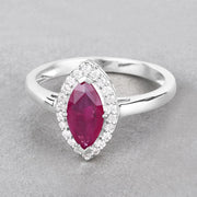 Bids.com 1.57 Carat Genuine Ruby and White Diamond 14K White Gold Ring Rings Gray size 6.00,size 7.00,size 8.00