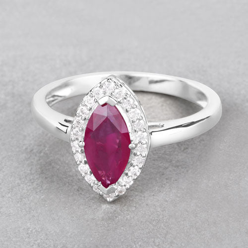 Bids.com 1.57 Carat Genuine Ruby and White Diamond 14K White Gold Ring Rings Gray size 6.00,size 7.00,size 8.00