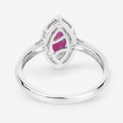 Bids.com 1.57 Carat Genuine Ruby and White Diamond 14K White Gold Ring Rings White Smoke size 6.00,size 7.00,size 8.00