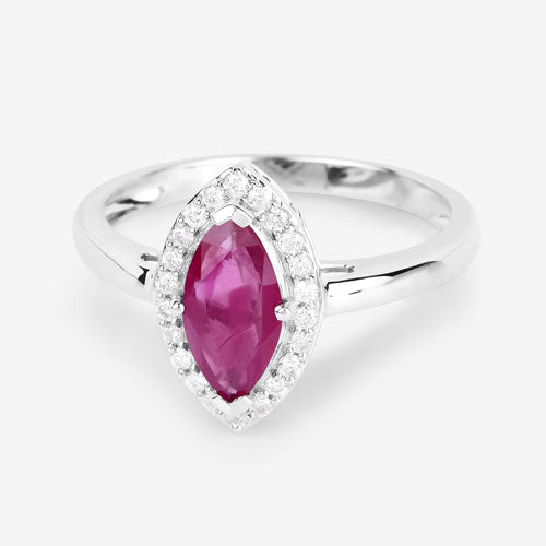 Bids.com 1.57 Carat Genuine Ruby and White Diamond 14K White Gold Ring Rings Lavender size 6.00,size 7.00,size 8.00