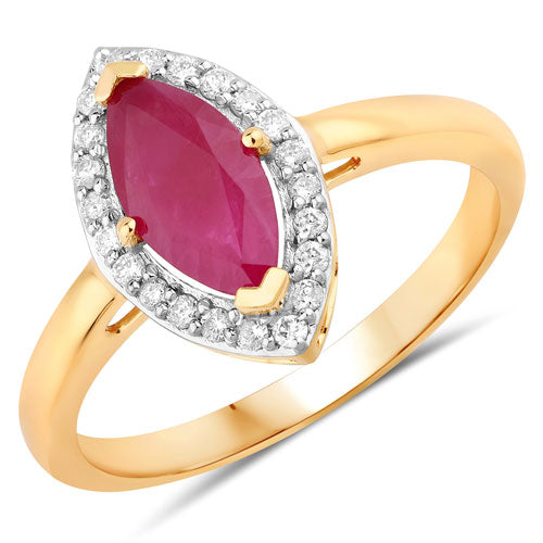 Bids.com 1.57 Carat Genuine Ruby and White Diamond 14K Yellow Gold Ring Rings White Smoke size 6.00,size 7.00,size 8.00