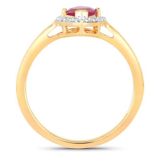 Bids.com 1.57 Carat Genuine Ruby and White Diamond 14K Yellow Gold Ring Rings White Smoke size 6.00,size 7.00,size 8.00
