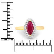 Bids.com 1.57 Carat Genuine Ruby and White Diamond 14K Yellow Gold Ring Rings White Smoke size 6.00,size 7.00,size 8.00