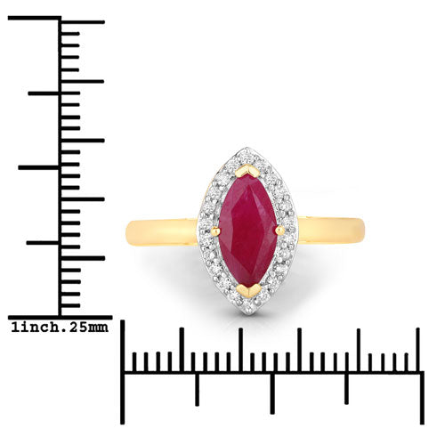Bids.com 1.57 Carat Genuine Ruby and White Diamond 14K Yellow Gold Ring Rings White Smoke size 6.00,size 7.00,size 8.00