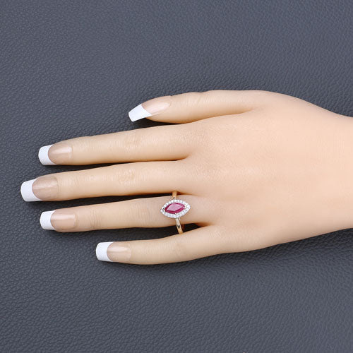 Bids.com 1.57 Carat Genuine Ruby and White Diamond 14K Yellow Gold Ring Rings Wheat size 6.00,size 7.00,size 8.00