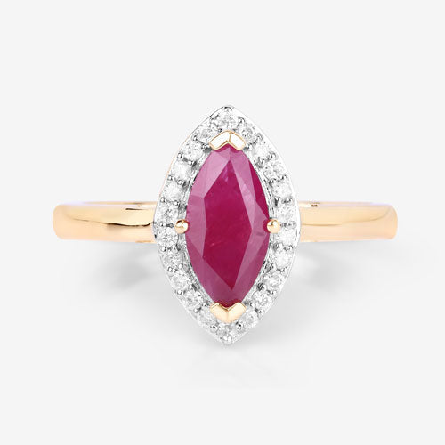 Bids.com 1.57 Carat Genuine Ruby and White Diamond 14K Yellow Gold Ring Rings White Smoke size 6.00,size 7.00,size 8.00